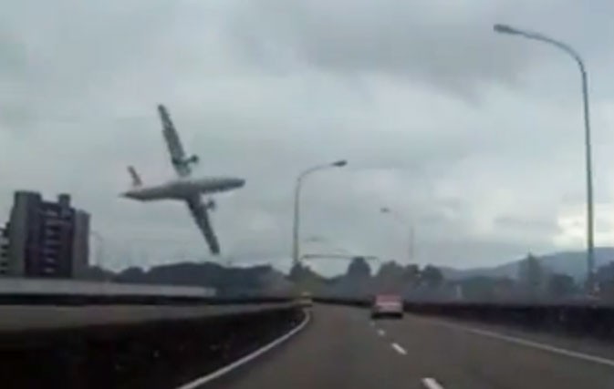 Frightening Video Captures Taiwan Plane Crashing Into Bridge