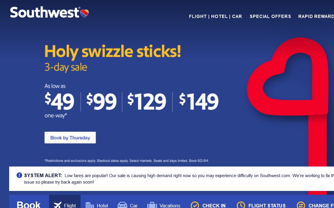 southwest airlines booking a saved flight