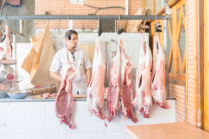 A roadside butcher en-route to Toubkal