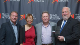 TL Network’s name change freed up the Vacation.com brand, now the cornerstone of TL Network’s new Web-based lead-generating tool, says Nexion Canada President Mike Foster. Nexion Canada, represented by Foster, won the 2017 Chairman’s Host Award at the recent Travel Leaders Network International Conference in Florida. Seen here are Foster (second from right) with John Lovell, CTC, President of Travel Leaders Network, Leisure Group and Hotel Division (left), TL Network Canada VP Christine James (second from left) and Roger Block, President, Travel Leaders Network.