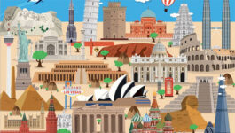 Can you identify all these global landmarks in this picture?