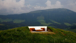 A view shows the bedroom of the Null-Stern-Hotel (Zero-star-hotel) land art installation by Swiss artists Frank and Patrik Riklin on an alp near Gonten, Switzerland June 1, 2017. REUTERS/Arnd Wiegmann