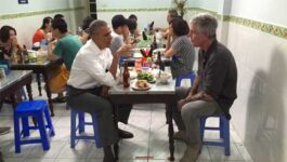 Barack Obama table in Vietnam encased in glass